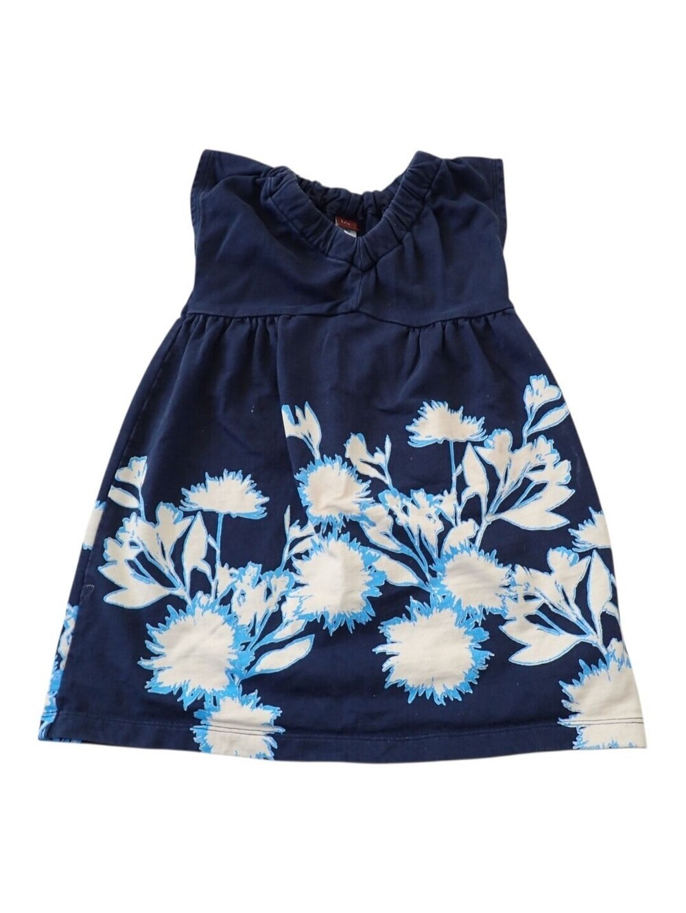 Tea Dress Girls 4 Navy Blue Floral Sleeveless Tiered Line Sundress Casual Play